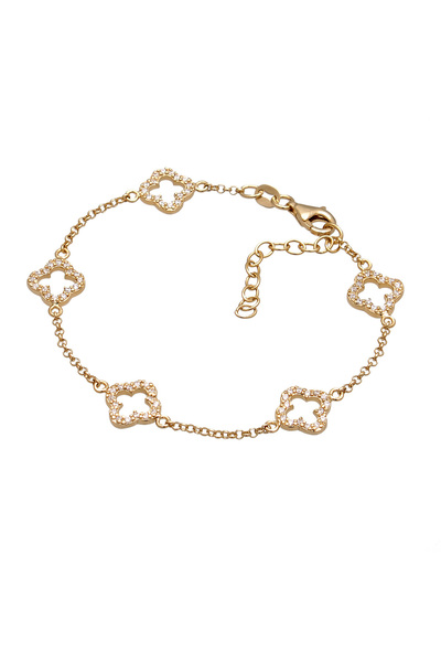 ELLI Náramek Náramek Dámský Květinový řetízek s oválným článkem Zirkonový diamantový brus Bílá 925 Sterling Silver P