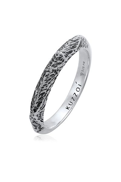KUZZOI Ring Mens Band Ring Narrow Used Look Solid Trend In 925 Sterling Silver