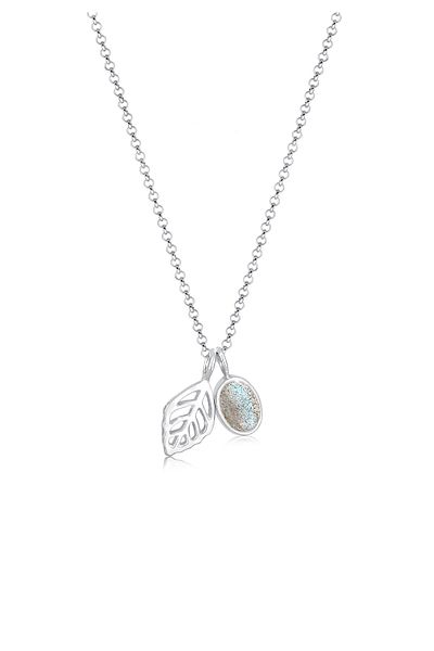 ELLI Colier Frunza Labradorit Geo Argint Sterling 925