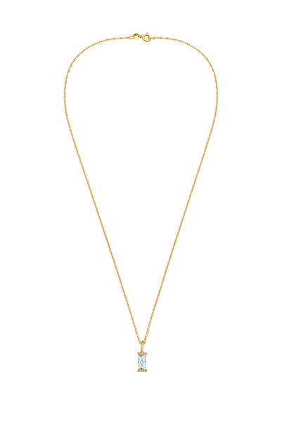 ELLI Náhrdelník s přívěskem Solitaire, obdélníkový řetízek s kroucenými články a zirkony ze sterlingového stříbra 925