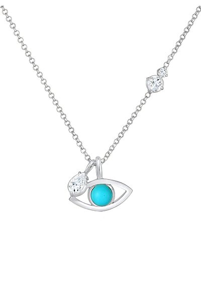 ELLI Colier de damă cu deochi și turcoaz, solitaire, cu topaz, argint 925