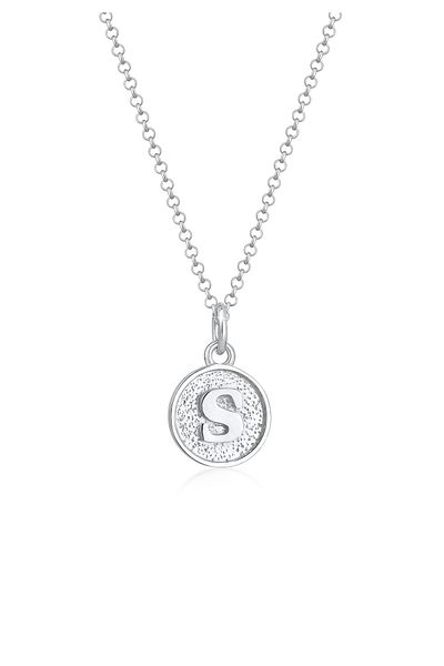 ELLI Náhrdelník Iniciály destiček Písmeno S Minimal V 925 Sterling Silver