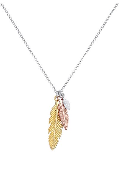 ELLI Halskette Damen Feder Boho Tricolor in 925 Sterling Silber