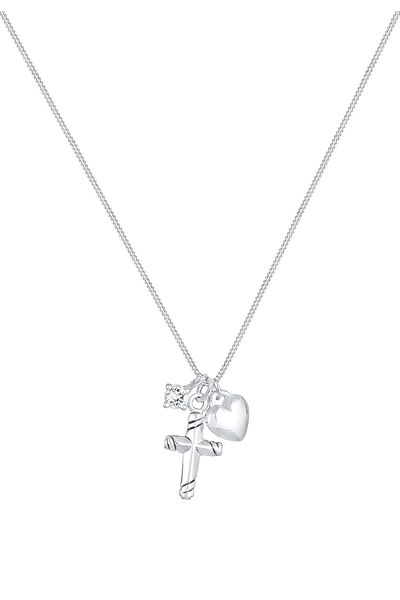 ELLI Necklace Women Cross Heart Fish Pendant Religion Symbol With Zirconia Crystals In 925 Sterling Silve