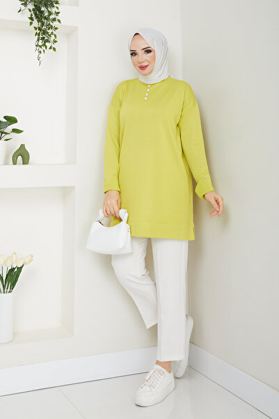 Pamuk Butik Kadın Taş Detaylı Merserize Triko Tunik