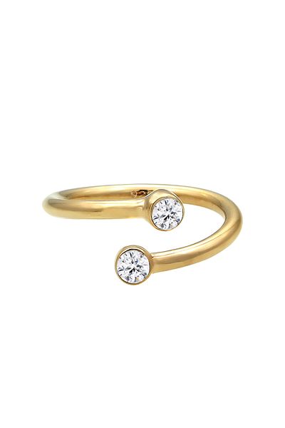 ELLI Ring Ladies Sparkling Wrapped Open With Crystals In 925 Sterling Silver Gold Plated