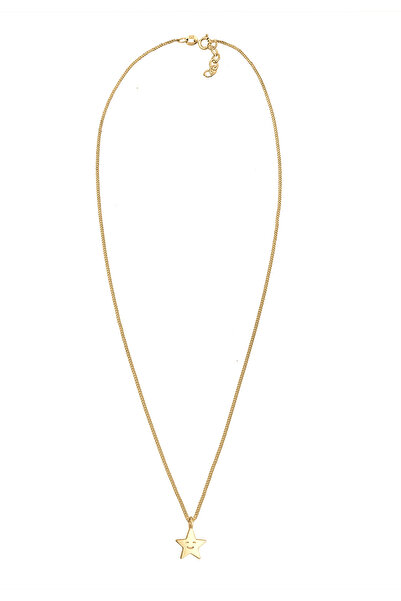 ELLI Detský náhrdelník s hviezdičkou a usmievavou tvárou, pozlátený striebrom 925