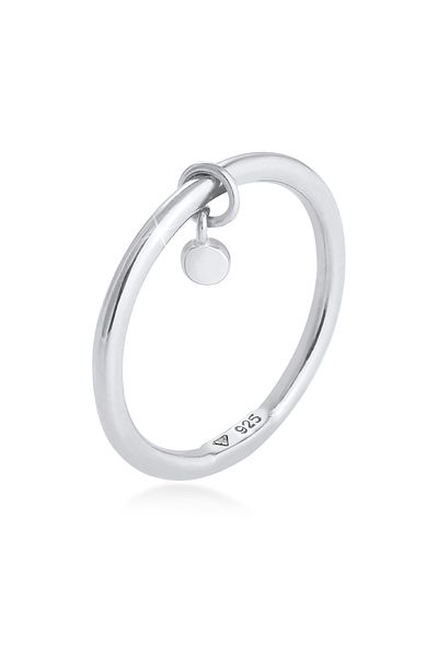 ELLI Inel pentru dama Inel rotund cu trombocite Basic Minimal In argint 925