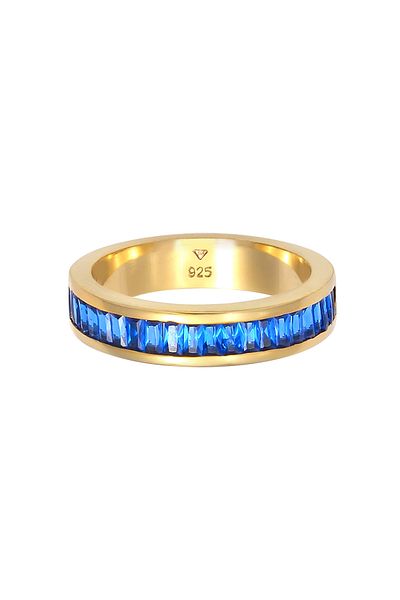 ELLI Ring Ladies Band Ring With Synthetic Sapphire In 925 Sterling Silver Gold-plated