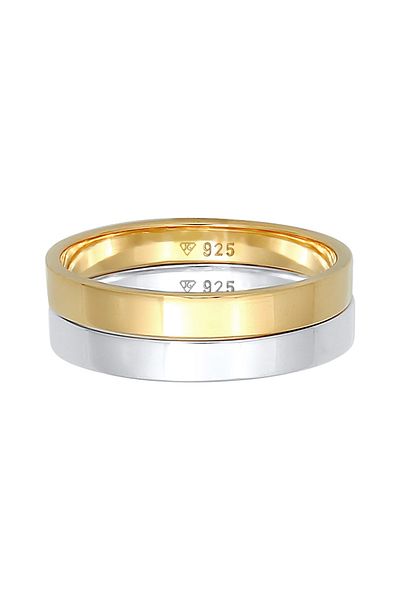 ELLI Dámský prsten Band Ring Duo Basic Classic Bi-colour ze sterlingového stříbra 925, pozlacený