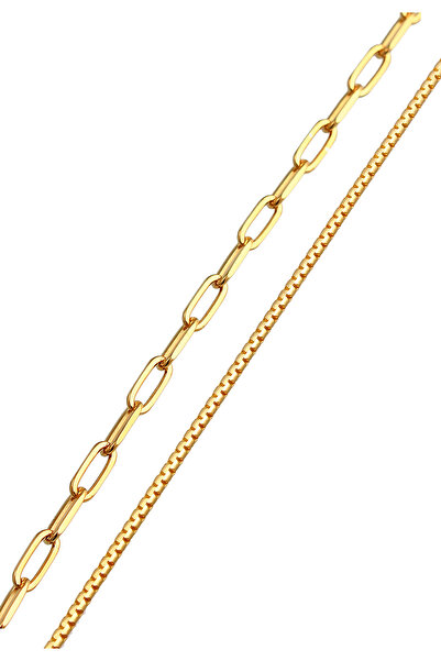 ELLI Brățară de damă cu zale, set de 2, din argint 925 placat cu rodiu