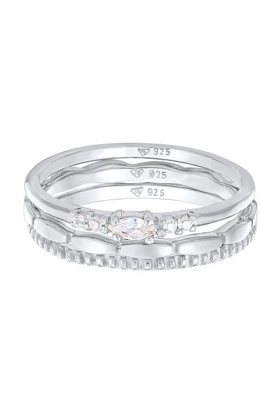 ELLI Inel de damă Stack Marquise Basic Set cu cristale de zirconiu din argint 925