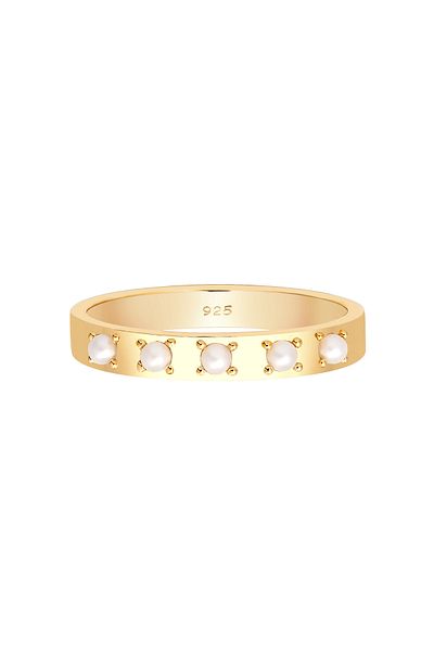 ELLI Ring Women Elegant Plain with Synthetic Pearls in 925 Sterling Silver