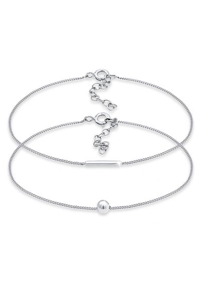ELLI Brățară Femei Geo Look Basic Rod Ball Trend Blogger Minimal Ajustabilă În Argint Sterling 925