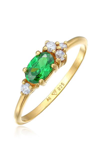 ELLI Ring Ladies Engagement Ring Extravagant Green With Zirconia Crystals In 925 Sterling Silver