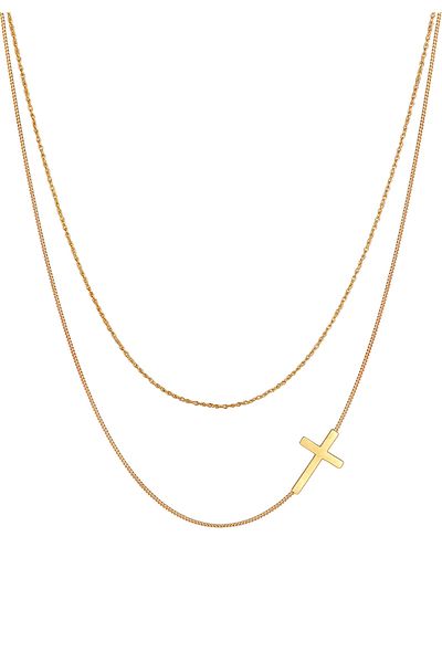 ELLI Necklace Woman Layer Cross Twisted Tank In 925 Sterling Silver