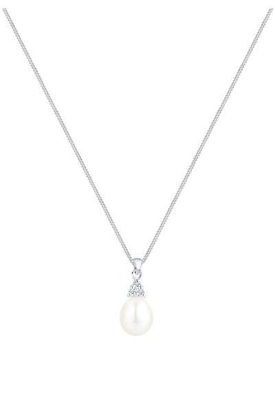 ELLI Náhrdelník s diamantovou perlou ve sladké vodě (0,04 ct.) Stříbro 925