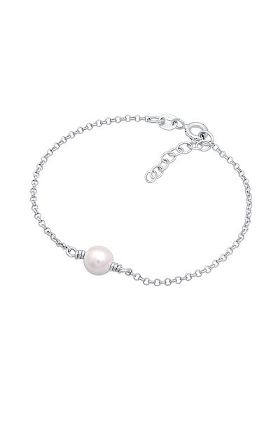 ELLI Armband Kinderanhänger rund Vintage mit Muschelkernperle in 925 Sterling Silber
