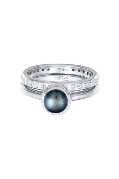 Nenalina Inel de damă Eternity cu perle de cultură de apă dulce din argint 925, set de 2