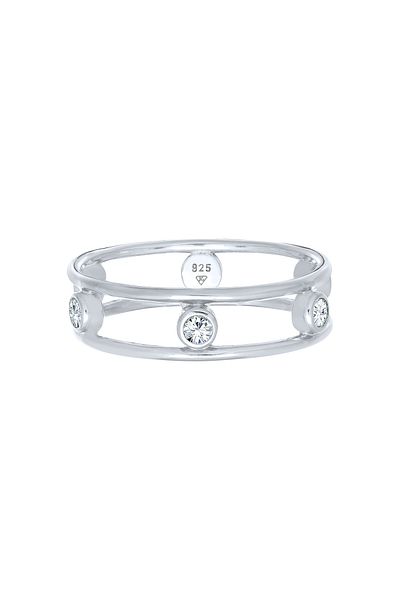 ELLI Ring Damen Doppelt Glamourös Elegant Mit Kristallen In 925 Sterling Silber