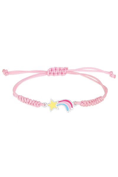 ELLI Armband Regenbogen Bunt Nylon Rosa Emaille Pastell 925 Sterling Silber