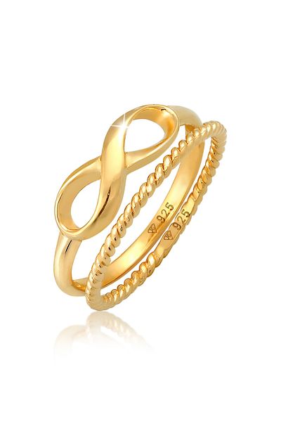 ELLI Ring Ladies Stacking Ring Duo Infinity Twisted Basic Trend Blogger In 925 Sterling Silver