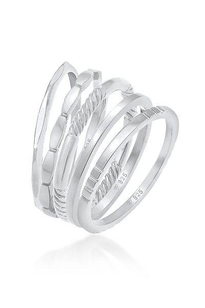 ELLI Stohovací prsten Dámy Ring Band sada 5 v 925 Sterling Silver