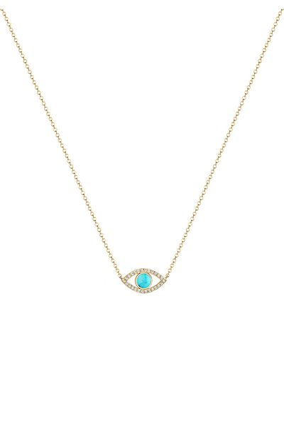 ELLI Necklace Ladies Evil Eye Howlite Turquoise With Crystals In 925 Sterling Silver