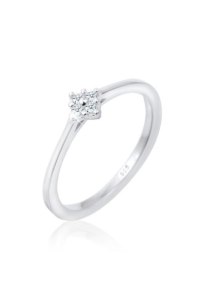 ELLI Dámský zásnubní prsten Classic s diamantem (0,08 CT.) v 925 mincovním stříbře pozlacený
