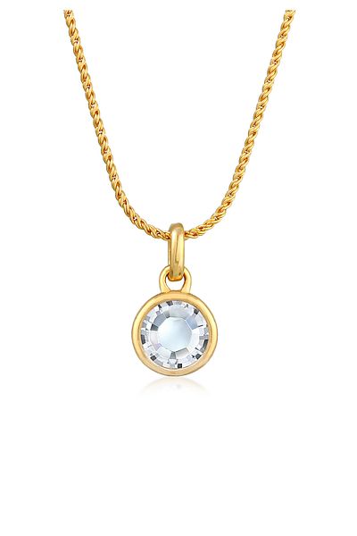ELLI Necklace Ladies Pendant Solitaire Cord With Crystal In 925 Sterling Silver