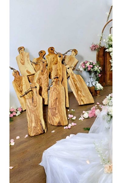 F&S WoodArt لوحة عرض مقطوعة من خشب الزيتون الطبيعي من قطعة واحدة مقاس 32-38 سم