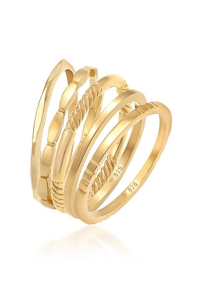 ELLI Ring Ladies Stacking Ring Band Set Of 5 In 925 Sterling Silver