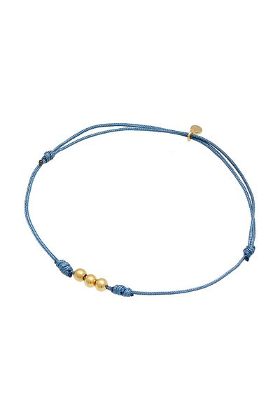 ELLI Bracelet Ladies Balls Nylon Basic Minimal Adjustable In 925 Sterling Silver Gold Plated