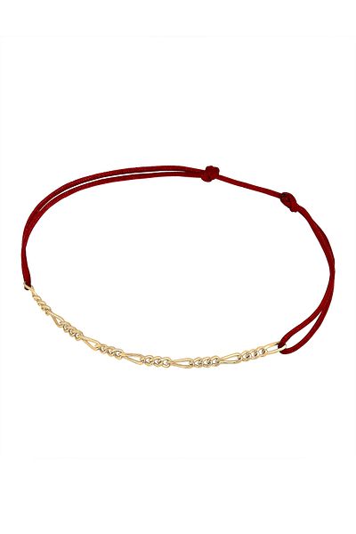 ELLI Rotes Nylonarmband Figaro – verstellbares 925er-Sterlingsilber