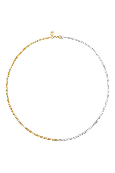 ELLI Dámský náhrdelník Curb Chain Basic Chunky Chain Bi-Color Trend ze sterlingového stříbra 925, pozlacený