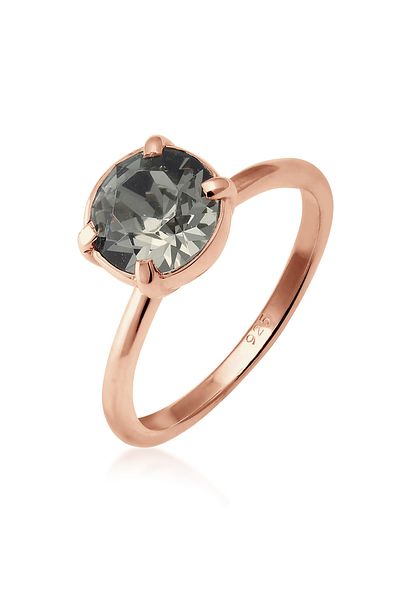 ELLI Ring Damen Solitär Elegant mit Kristallen Dunkelrot in 925 Sterling Silber vergoldet