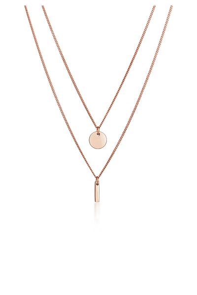 ELLI Colier Bar pentru Femei - Argint Sterling 925 Geo, Strat Cerc Placat cu Aur