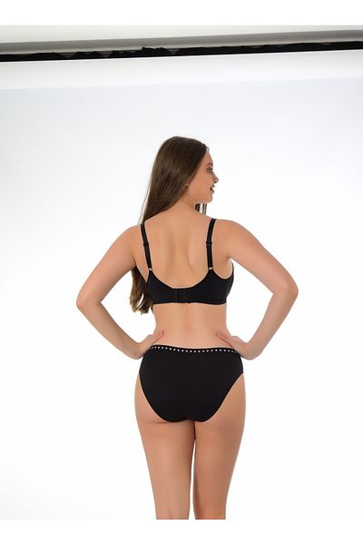 Şenay Black Tulle - Supportless and Underwire Soft Sponge Gathering Bra (A-310) Organic Quality