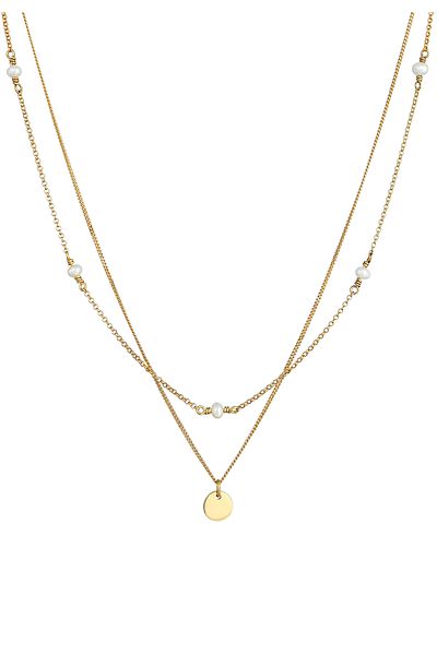 ELLI Necklace Ladies Layer Plate Pendant With Freshwater Cultured Pearl In 925 Sterling Silver Gold Plate