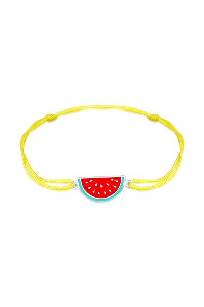 ELLI Armband Kinder Melone Mehrfarbig Nylon Gelb Verstellbar Aus 925 Sterling Silber