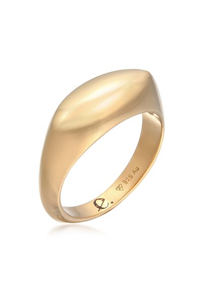 ELLI Ring Premium Ring Ladies Signet Marquise Design Basic In 925 Sterling Silver Rhodium-plated