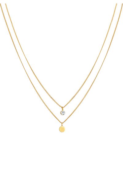 ELLI Damenhalskette – Layered Platelet, 925er Sterlingsilber mit Basic-Kristall
