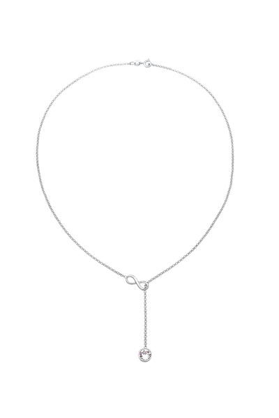 ELLI Dámský náhrdelník Y-chain solitaire přívěsek Infinity s krystalem ze sterlingového stříbra 925