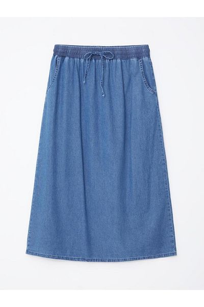 LC Waikiki Fusta de damă LCW Grace Blue cu talie elastică