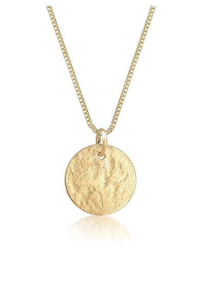 ELLI Halskette Damen Plättchen Anhänger gehämmert aus 925 Sterling Silber