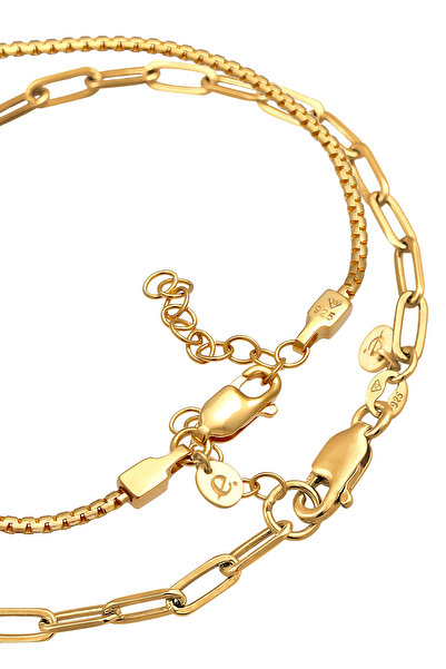 ELLI Brățară de damă cu zale, set de 2, din argint 925 placat cu rodiu