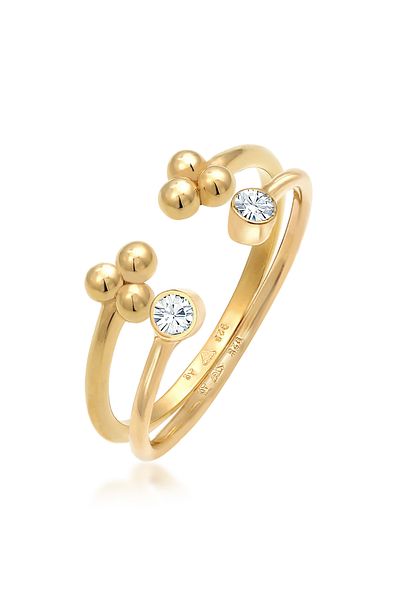 ELLI Ring Ladies Ball Design Open Set With Crystals In 925 Sterling Silver
