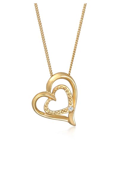 ELLI Halskette Damen Herz Liebe Verlobung Diamant (0,015 CT.) 925 Sterling Silber