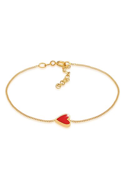 ELLI Bracelet Ladies Heart Love Red With Enamel In 925 Sterling Silver Gold Plated