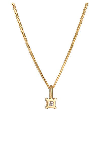 ELLI Dámský náhrdelník Solitaire s přívěskem Quadrangle Elegant s diamantem (0,1 ct.) ze sterlingového stříbra 925